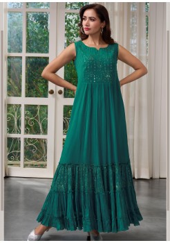 Rama Green Chinnon Designer Gown